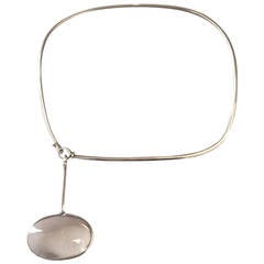 Georg Jensen Neck Ring 133 with Rutilated Quartz Drop 173 by Vivianna Torun