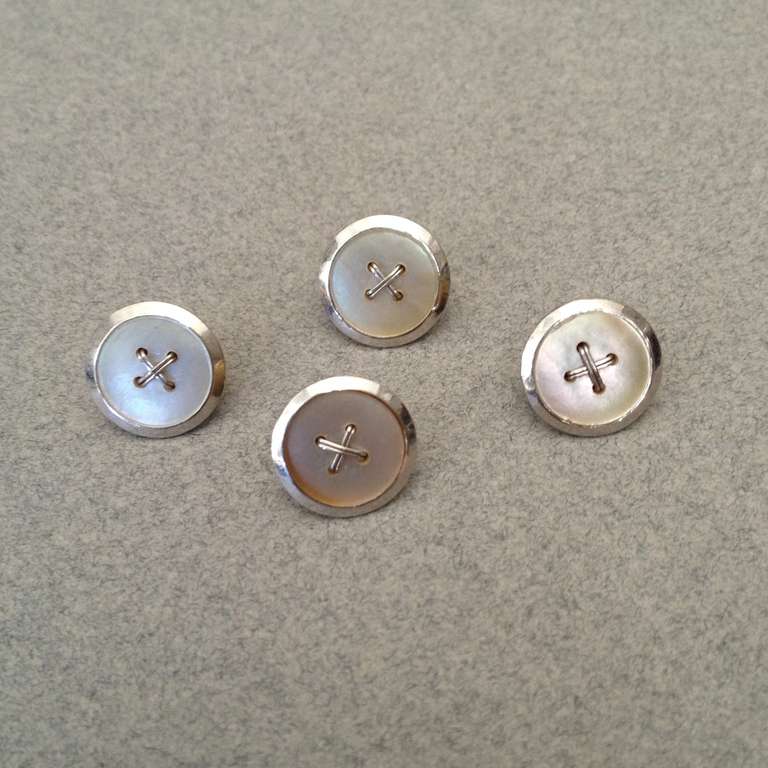 Mappin and Webb, Ltd. Silver Gold Stud Set 4 Button 2 Collar Tacks 2