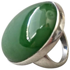 Vintage Georg Jensen Modernist Ring No. 90b with Jadeite