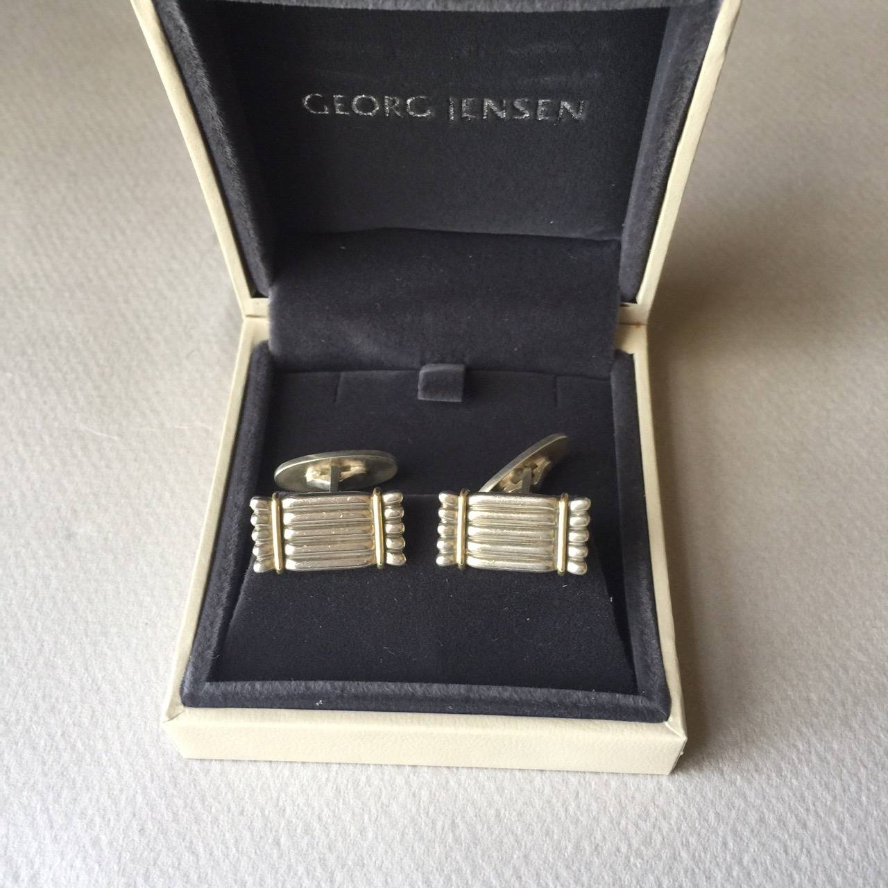 Men's Georg Jensen by Lene Munthe Silver Gold Cufflinks No. 156