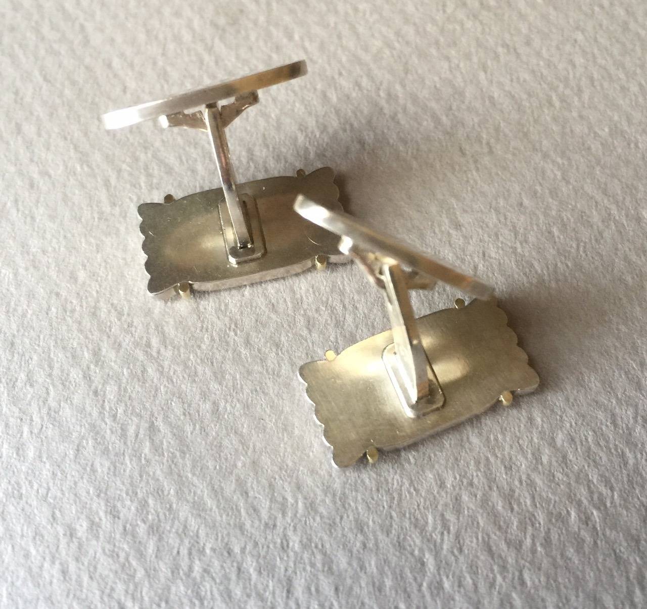Georg Jensen by Lene Munthe Silver Gold Cufflinks No. 156 In Excellent Condition In San Francisco, CA