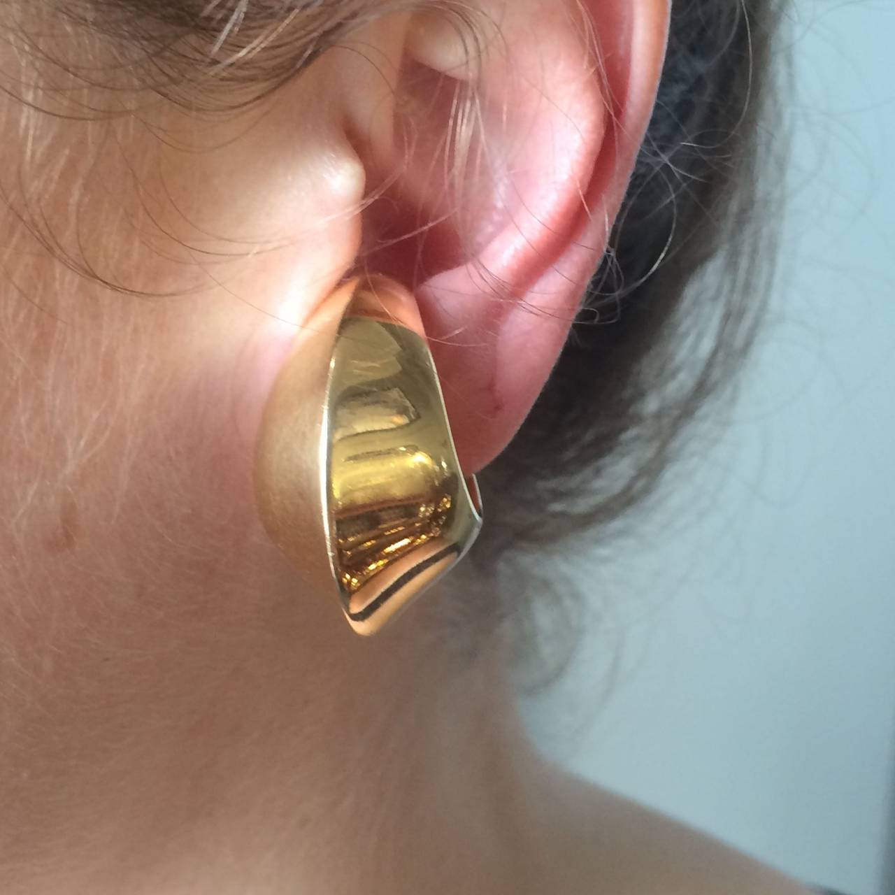 Modernist Georg Jensen Gold Ear Cuffs No 1126 by Nanna Ditzel