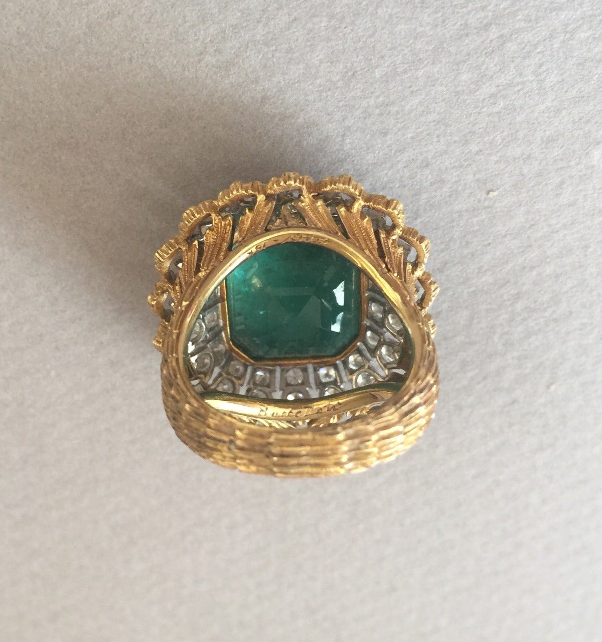 Buccellati Emerald Diamond 18KT Gold Cocktail Ring For Sale 1