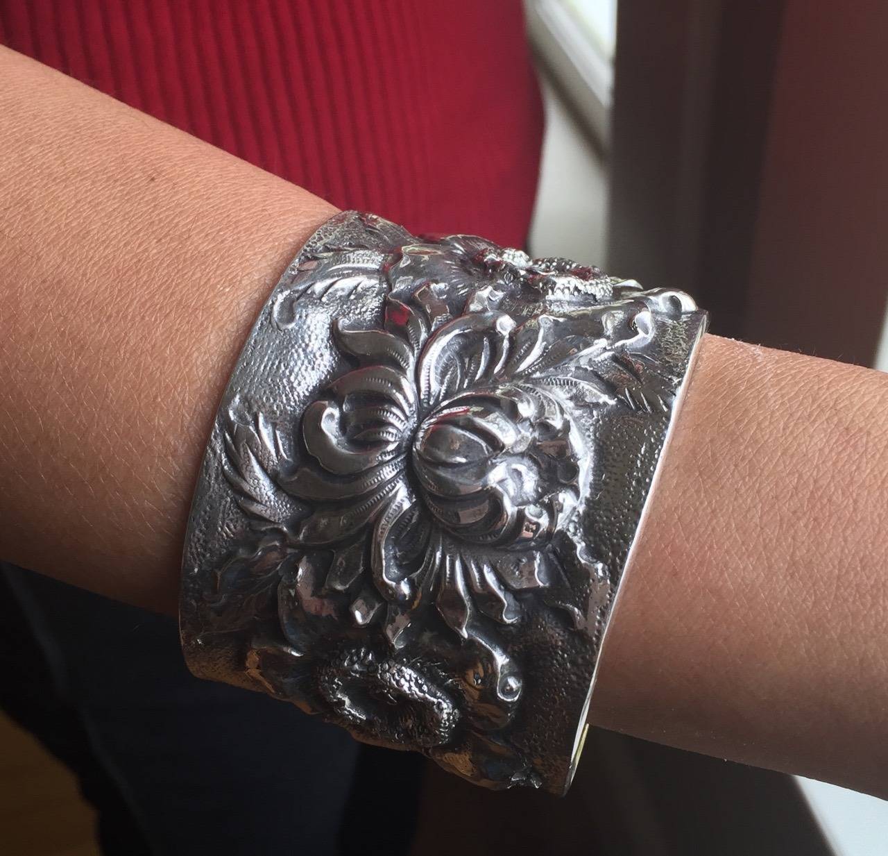 repousse silver cuff bracelet