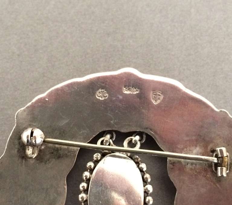 Master Brooch with Amber by Grann and Lagyle , Very Rare