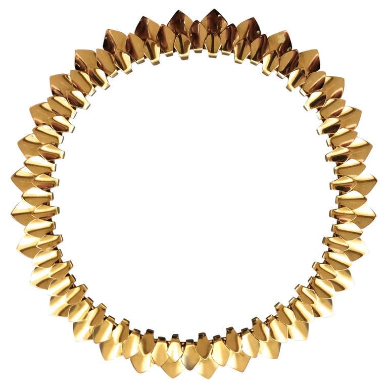 Georg Jensen 18K Gold Necklace No. 1033 by Tuk Fischer.  Very Rare