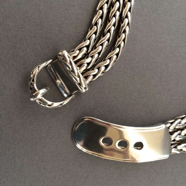 Hermes Necklace and Bracelet Ensemble 

Sterling Silver made in Paris France 

Bracelet: 6.25