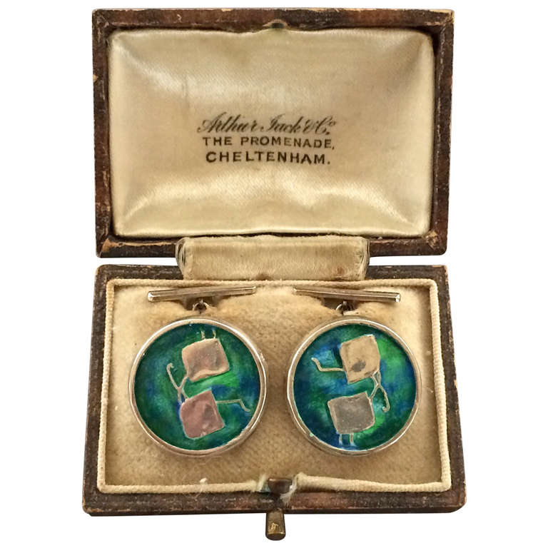 English Cufflinks by Cymric Designed by Archibald Knox with Green