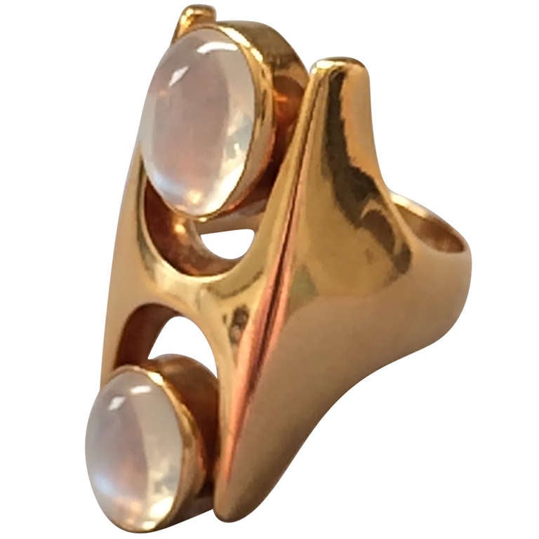 Georg Jensen 18K Gold Ring Design No. 845 with Moonstones