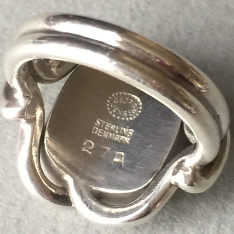 Women's Georg Jensen Sterling Silver Ring No. 27A with Bloodstone