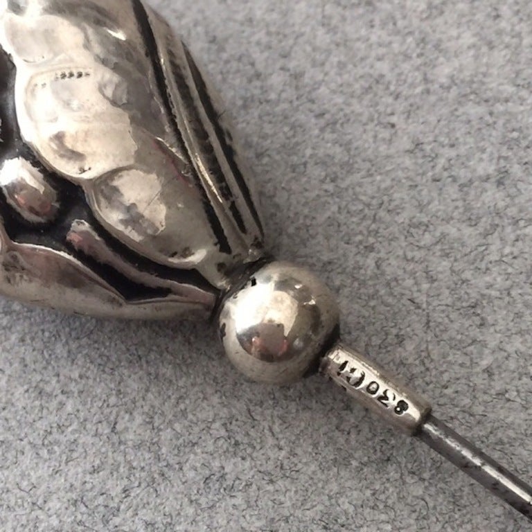 Georg Jensen Art Nouveau 830 Silver Hat Pin In Excellent Condition In San Francisco, CA