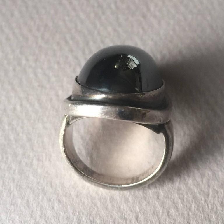 Georg Jensen Ring No. 46E with Hematite Cabochon by Harald Nielsen For ...