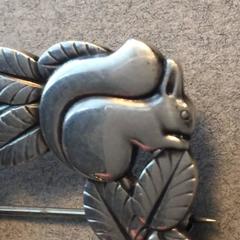 Georg Jensen Sterling Silver Deer and Squirrel Brooch No. 318 by Arno Malinowski