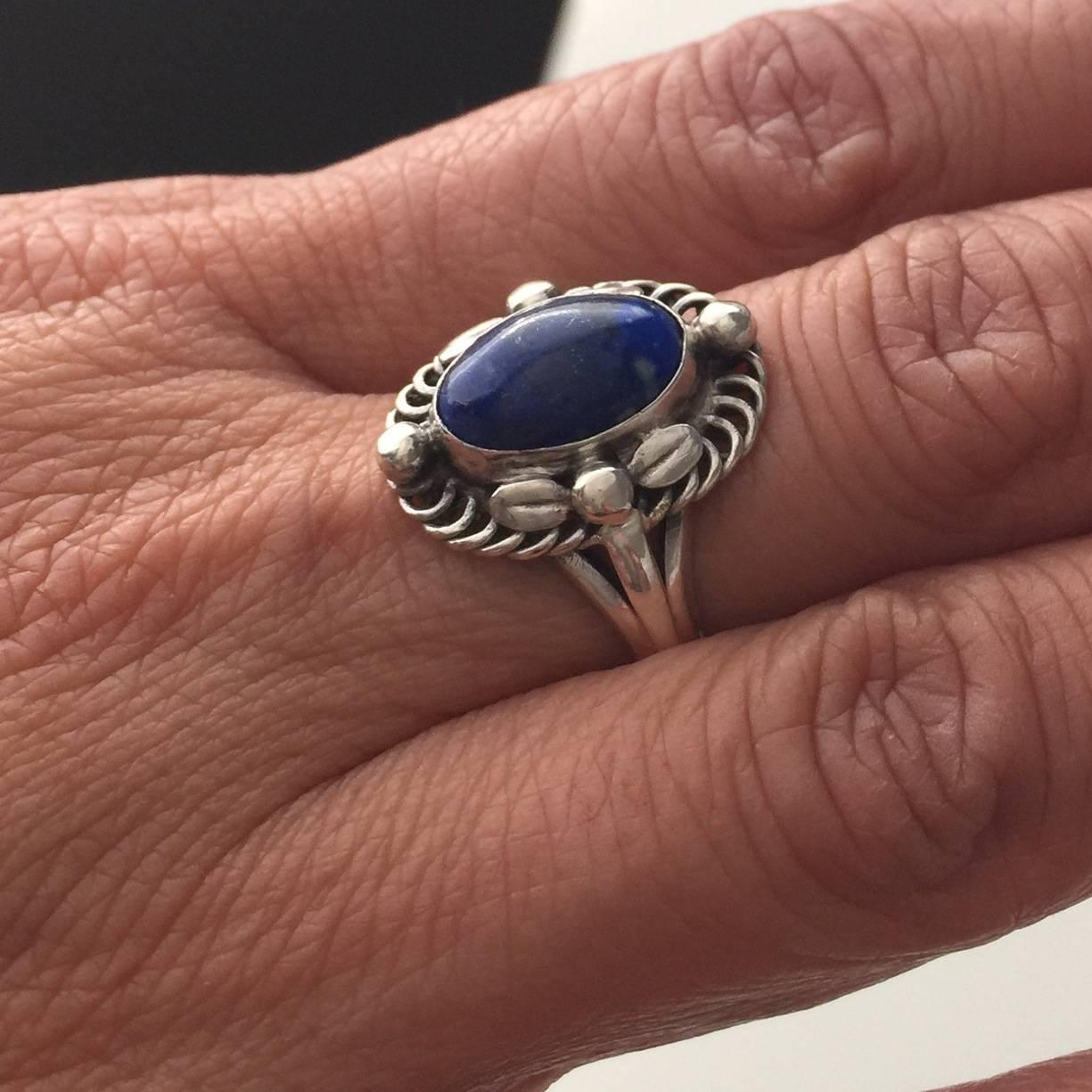 Women's or Men's Georg Jensen 830 Lapis Lazuli Silver Ring No. 1