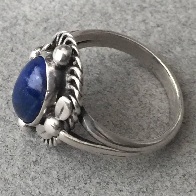 Georg Jensen 830 Lapis Lazuli Silver Ring No. 1 at 1stDibs