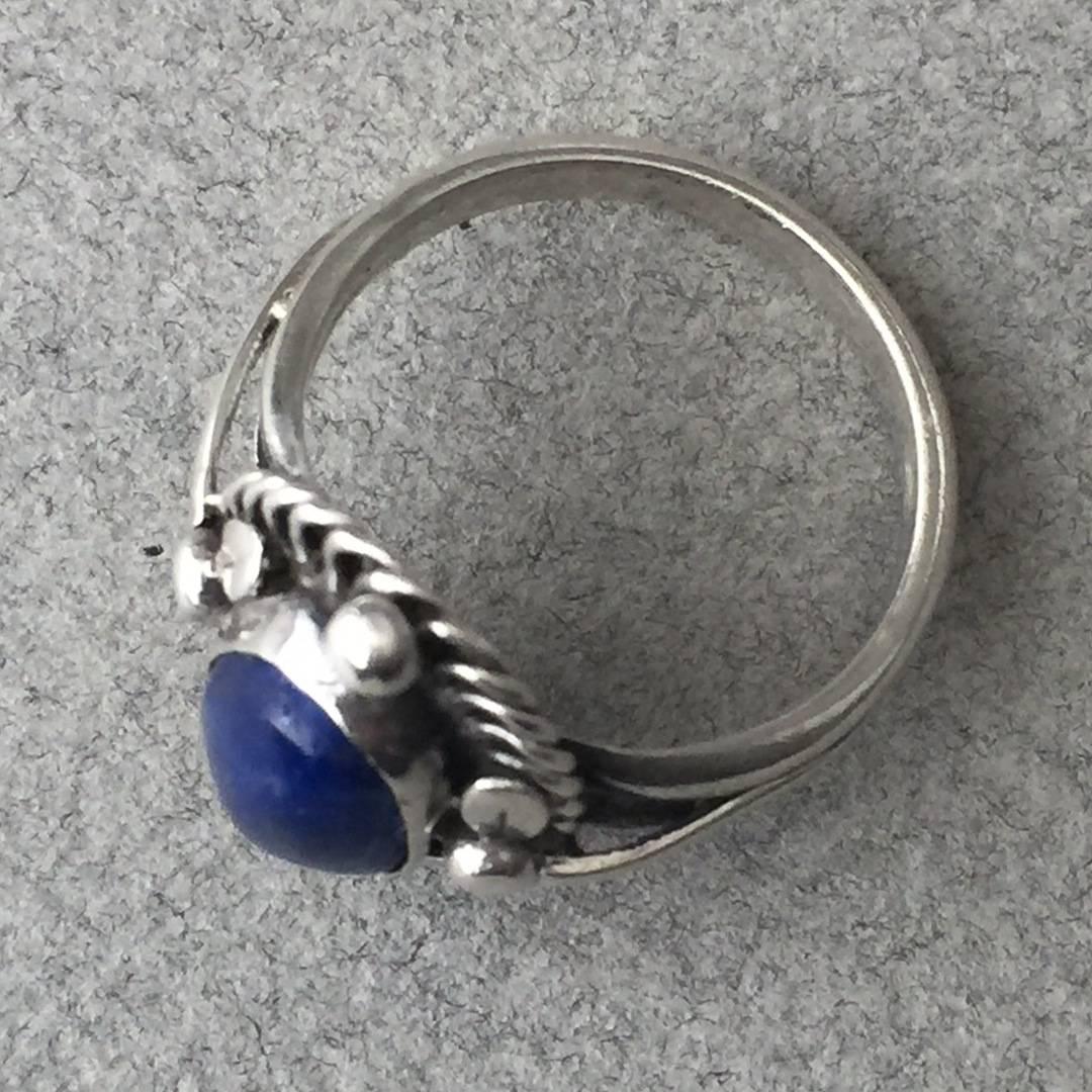 Georg Jensen 830 Lapis Lazuli Silver Ring No. 1 In Excellent Condition In San Francisco, CA