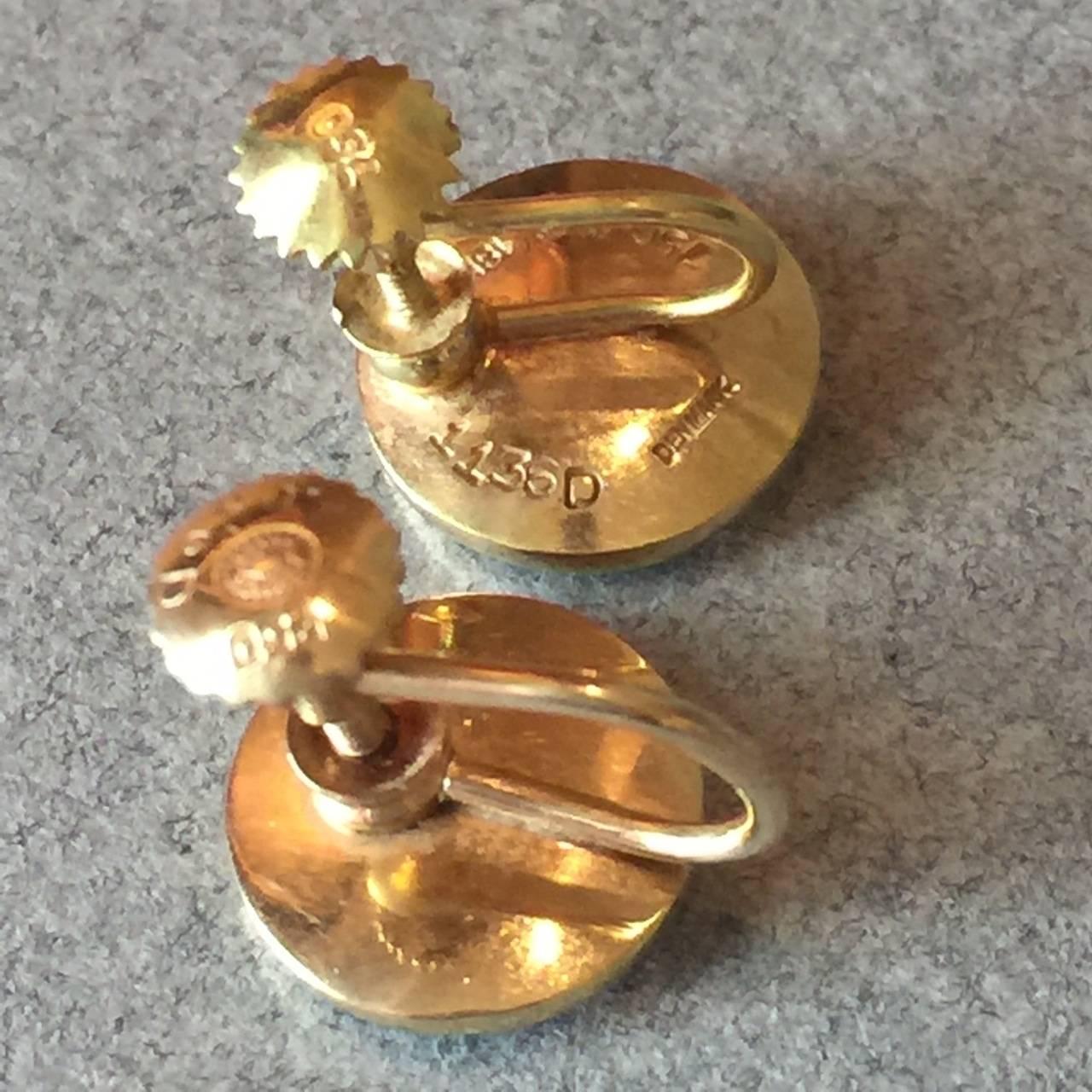 Georg Jensen Gold Earring No. 1136D by Nanna Ditzel In Excellent Condition For Sale In San Francisco, CA