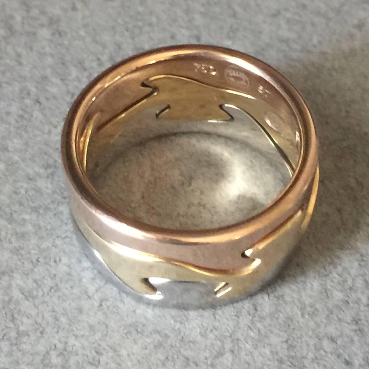 Georg Jensen 18KT Gold Fusion Ring by Nina Koppel 

Rare, tri-color 