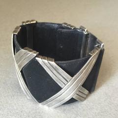 Vintage Hector Aquilar 940 Silver and Leather "Georgia O'Keefe" Bracelet