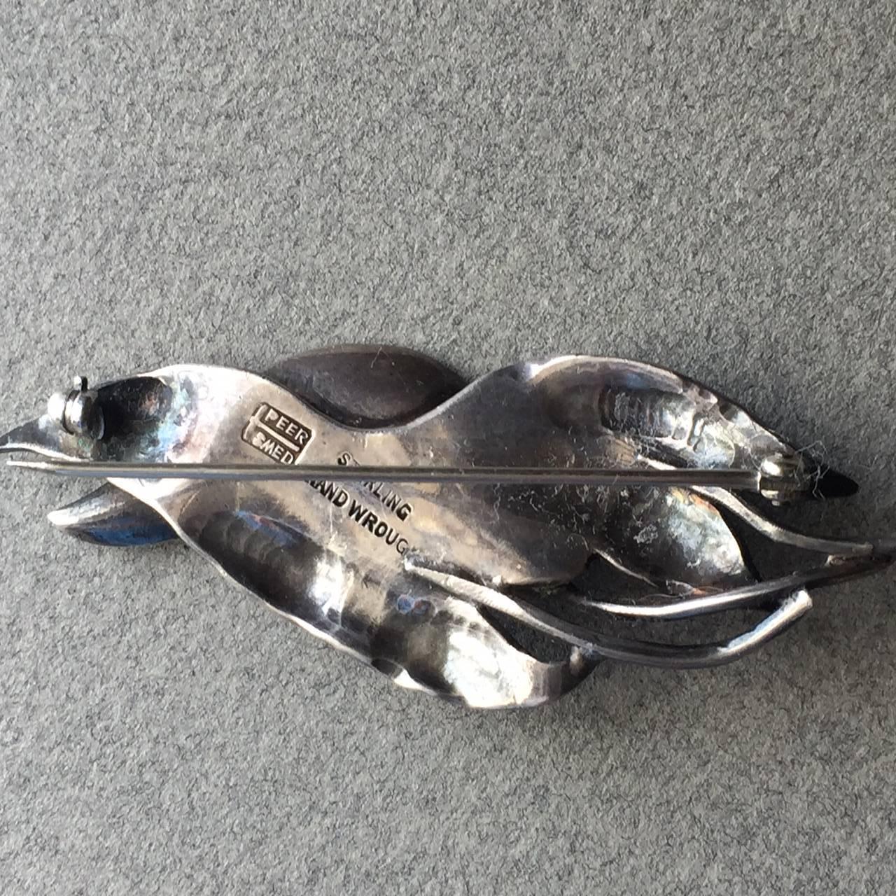 Art Nouveau Peer Smed Sterling Silver Calla Lily Brooch For Sale