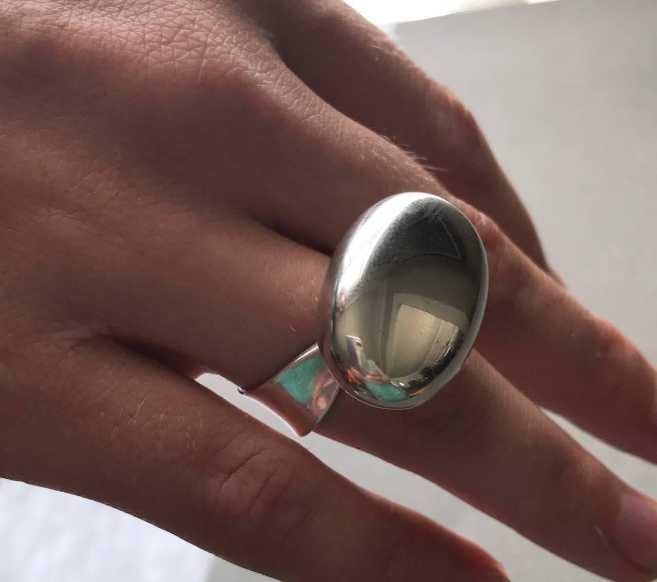 Georg Jensen Modernist Sterling Silver Ring No. 155 by Vivianna Torun (SIZE 6.5) For Sale 3