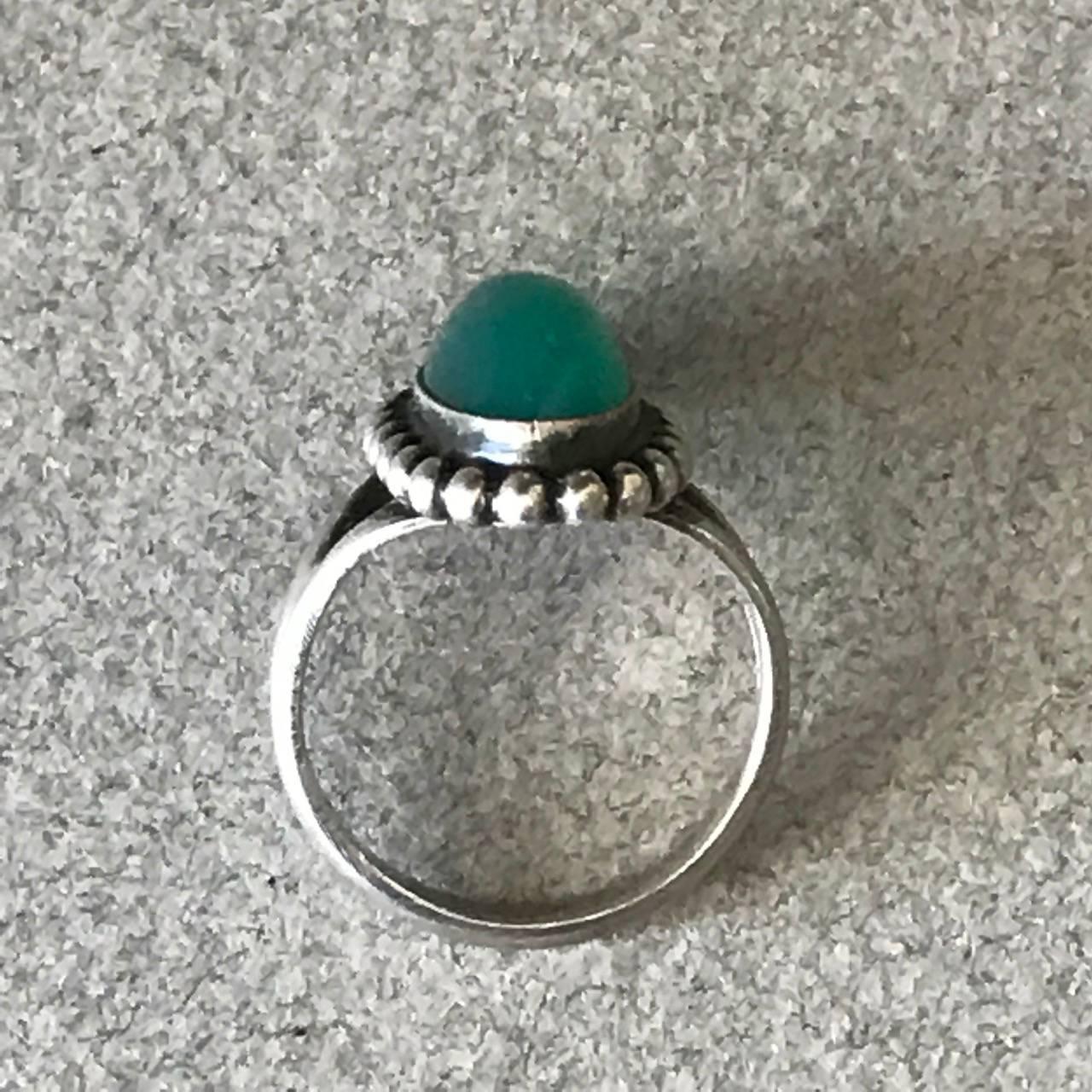 Georg Jensen 830 Silver and Chrysoprase Ring, No. 9 1