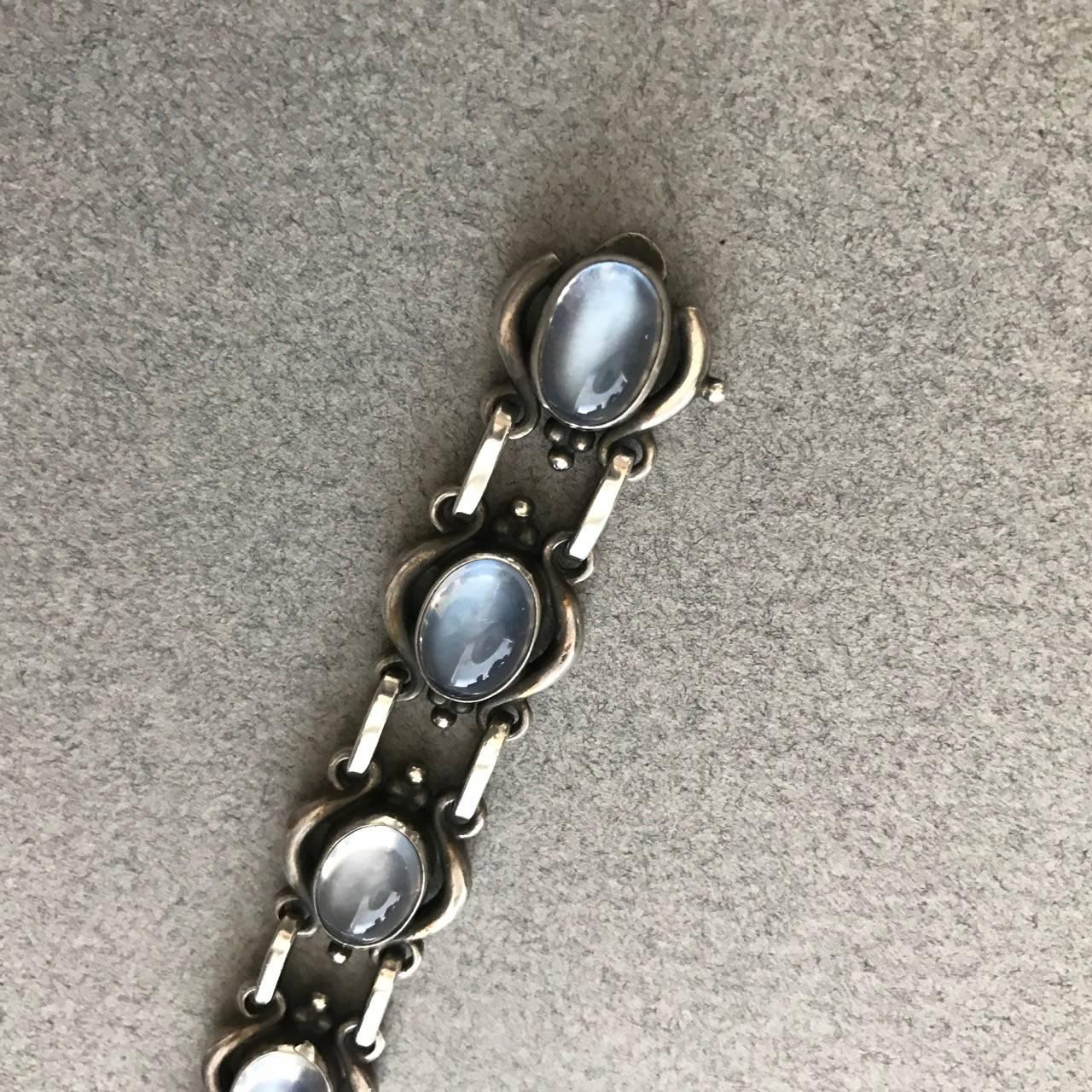 Georg Jensen Sterling Silver Bracelet No 10 with Moonstone In Excellent Condition In San Francisco, CA