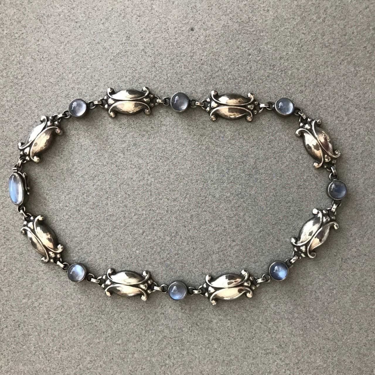 Georg Jensen Vintage Sterling Silver Necklace No. 15 with Moonstones

This is a gorgeous example of a necklace that can be worn day or evening. Beautiful patina on the sterling silver and the moonstones have a bright, opalescence quality. The links