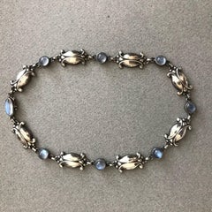 Georg Jensen Vintage Sterling Silver Necklace No. 15 with Moonstones