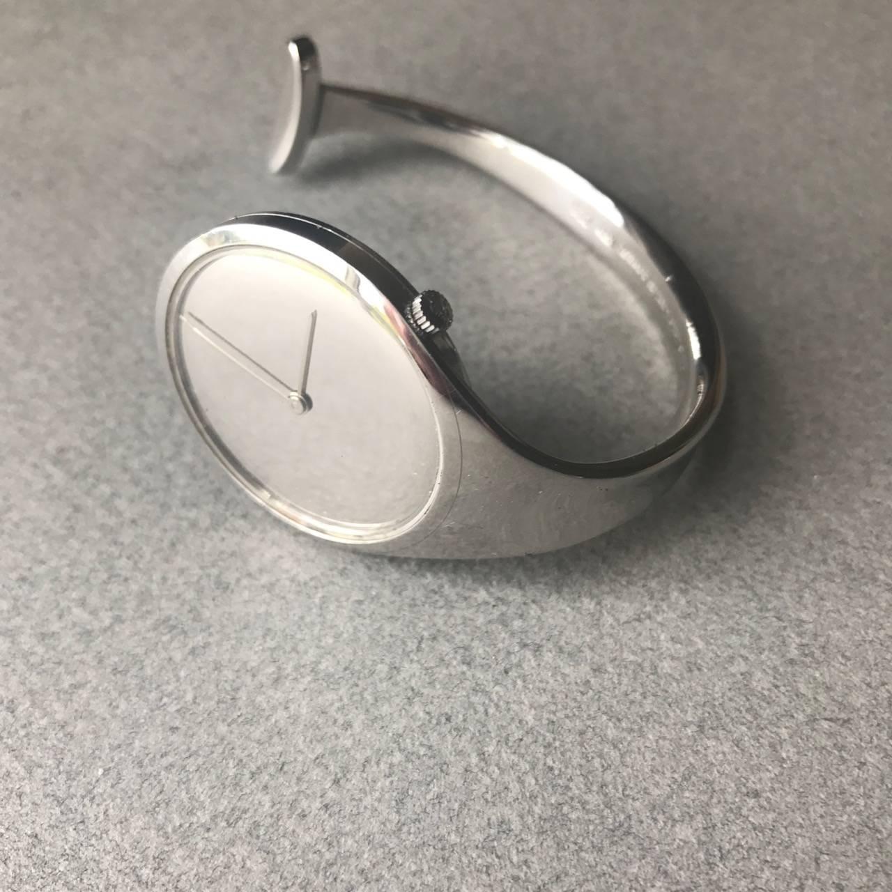 Georg Jensen "Vivianna" Watch, No. 226

This iconic watch comes to us from the original owner who purchased it in Denmark in 1972. The stainless steel case has original movement by Chopard and even retains the original box.

This is an