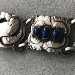 Georg Jensen Sterling Silver "Dove" Bracelet with Lapis Lazuli No. 14