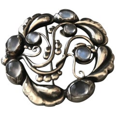 Georg Jensen Sterling Silver "Moonlight" Brooch No. 159 with Moonstones