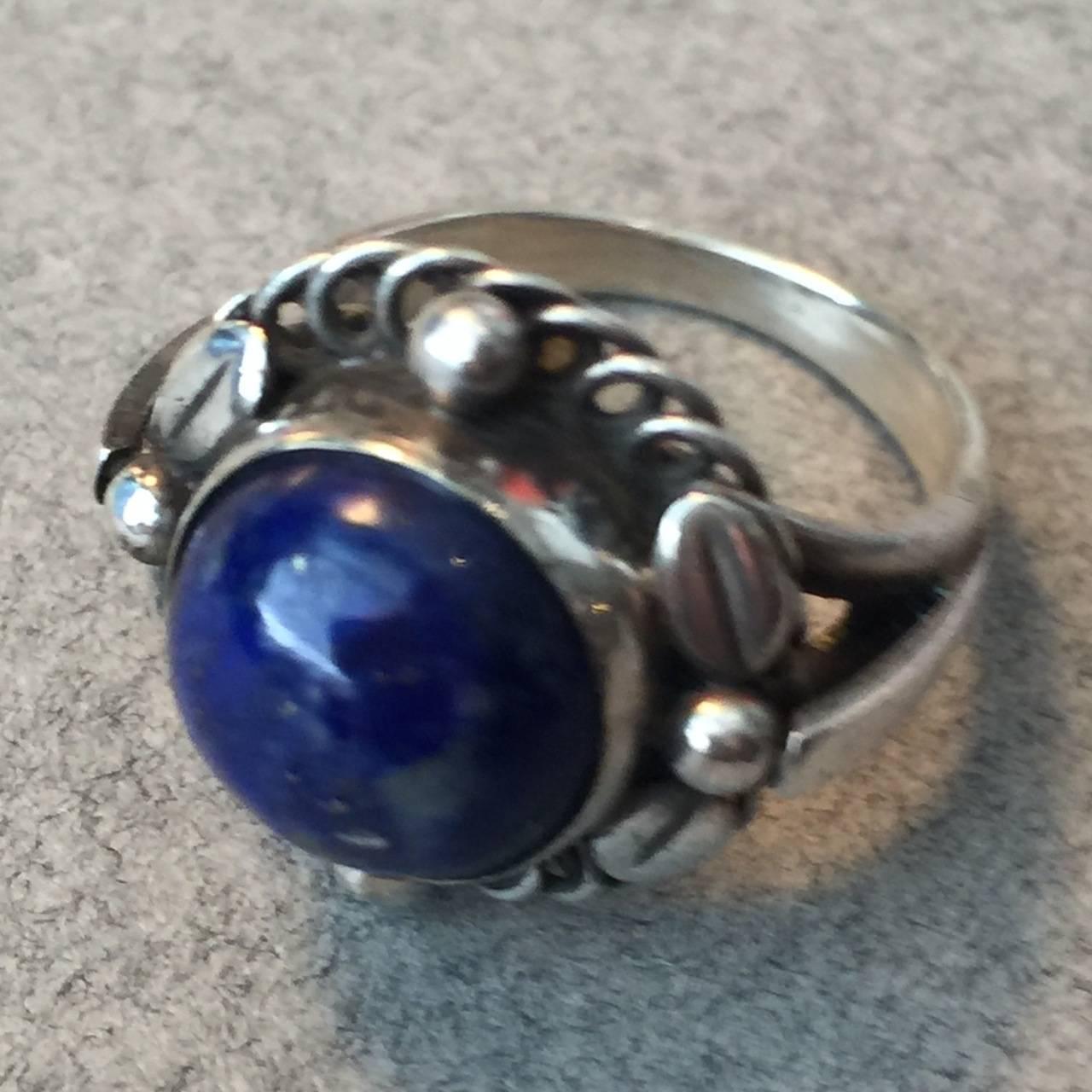 Women's Georg Jensen Sterling Silver Ring No. 1 with Lapis Lazuli