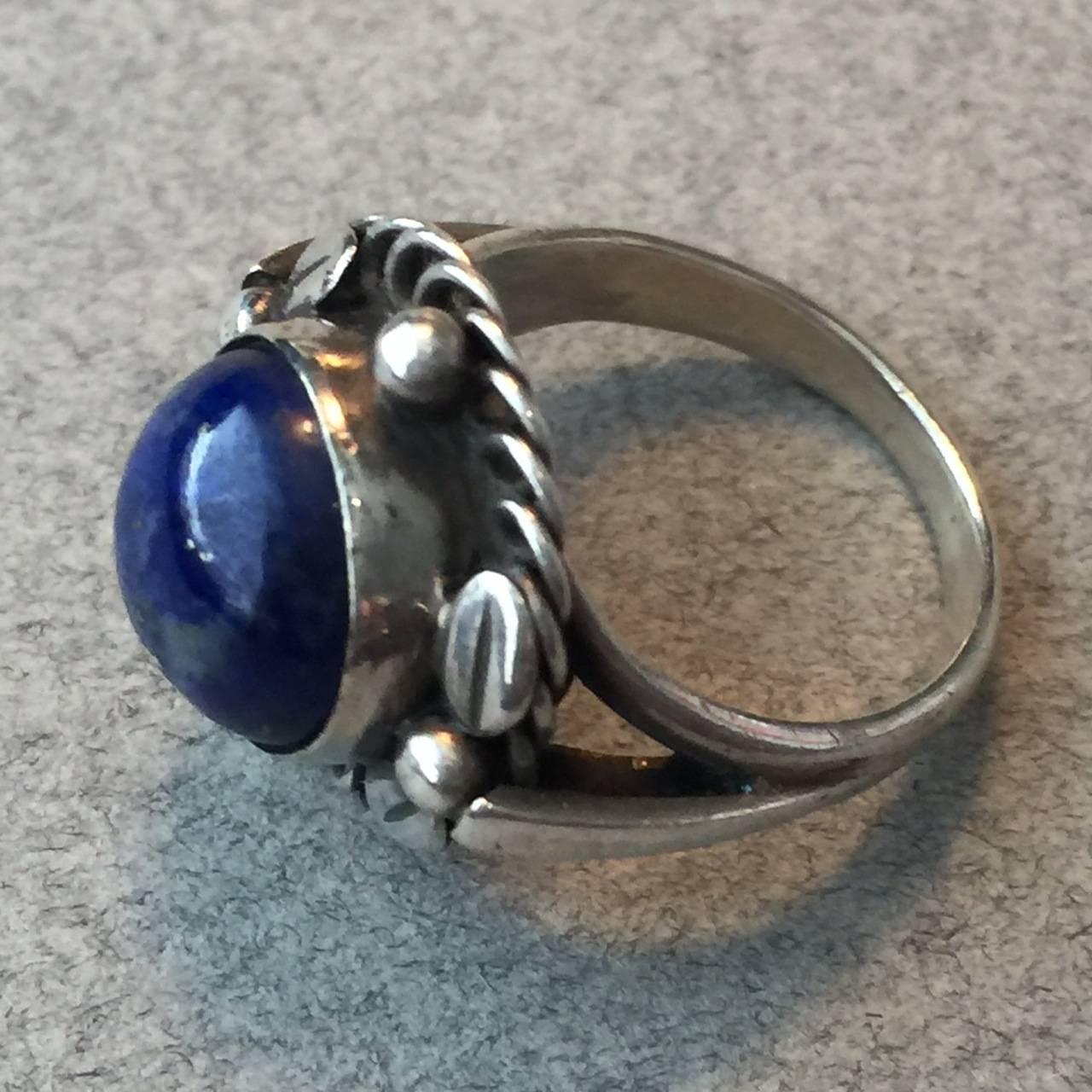 Georg Jensen Sterling Silver Ring No. 1 with Lapis Lazuli 1