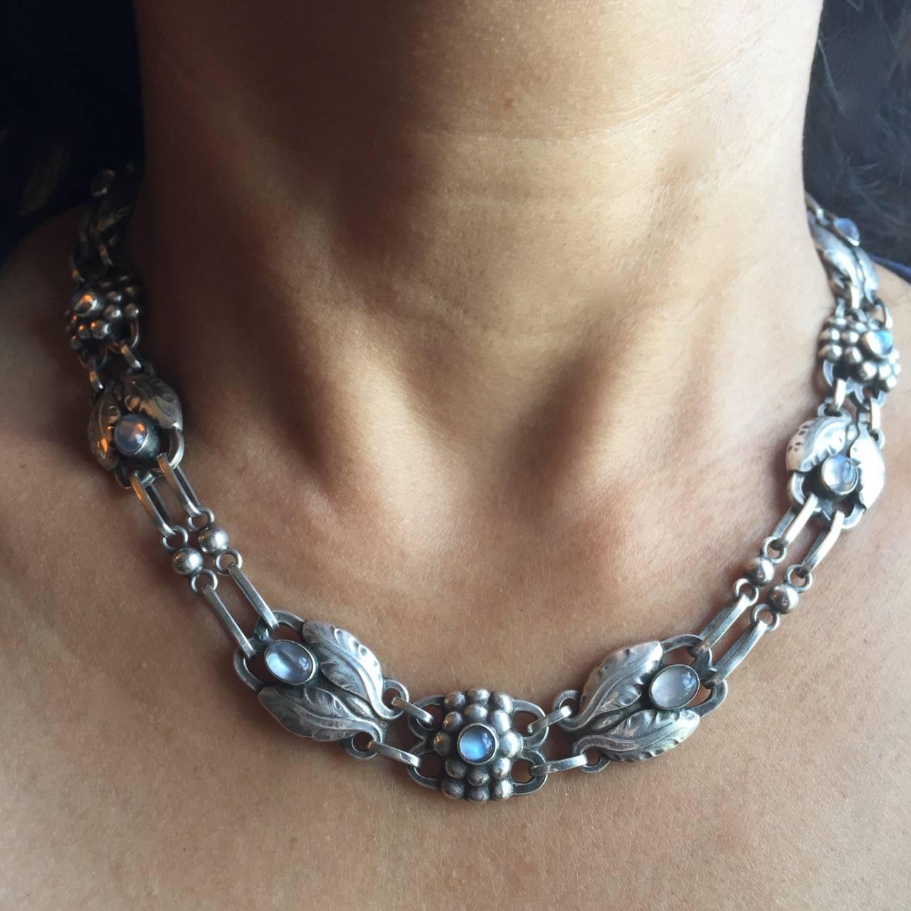 Women's Georg Jensen 830 Moonstone Silver Necklace No. 1