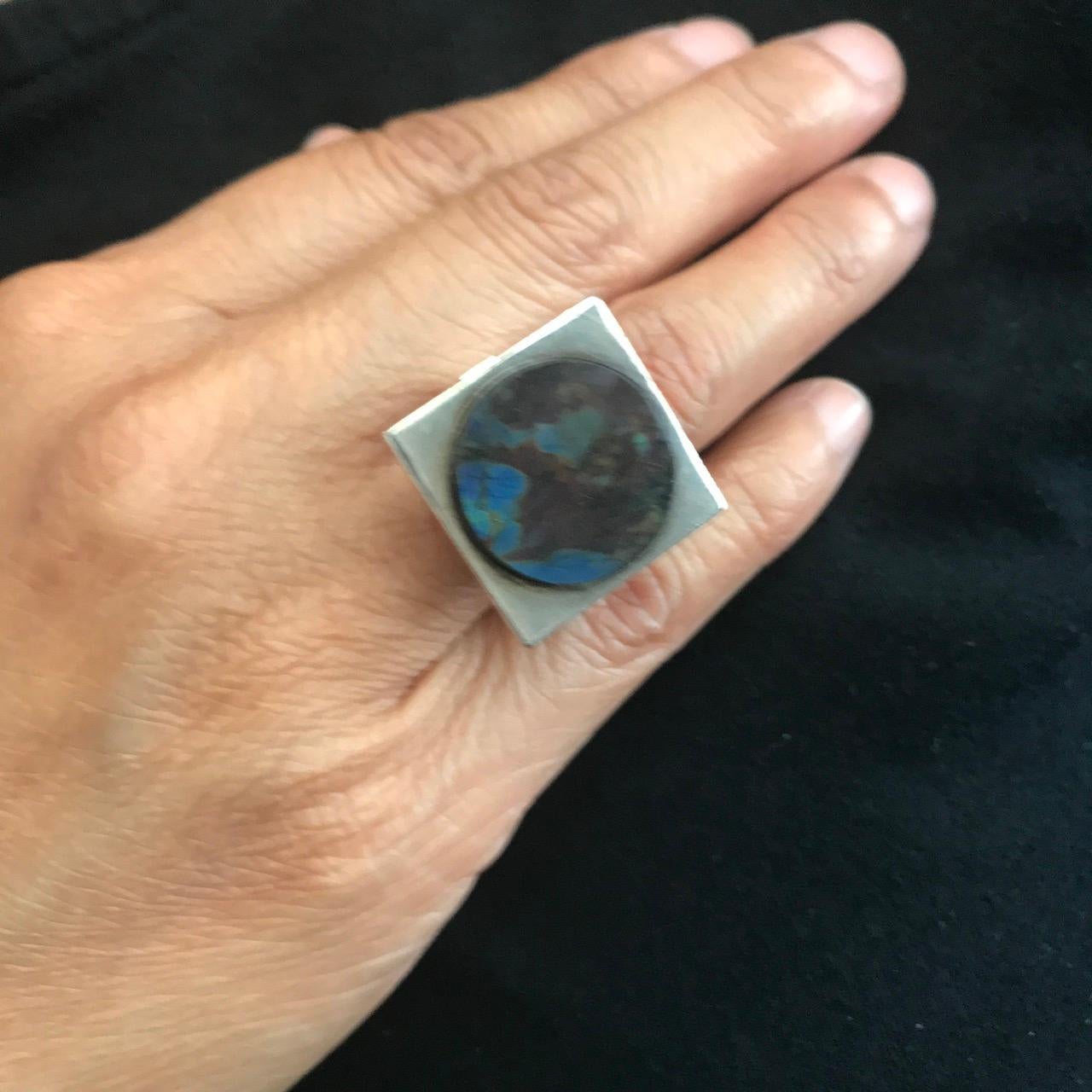 Georg Jensen Sterling Silver Ring with Labradorite No. 171(Size 6  3/4) In Excellent Condition For Sale In San Francisco, CA