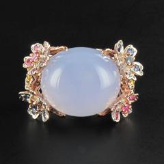 Sapphire Chalcedony Silver Ring