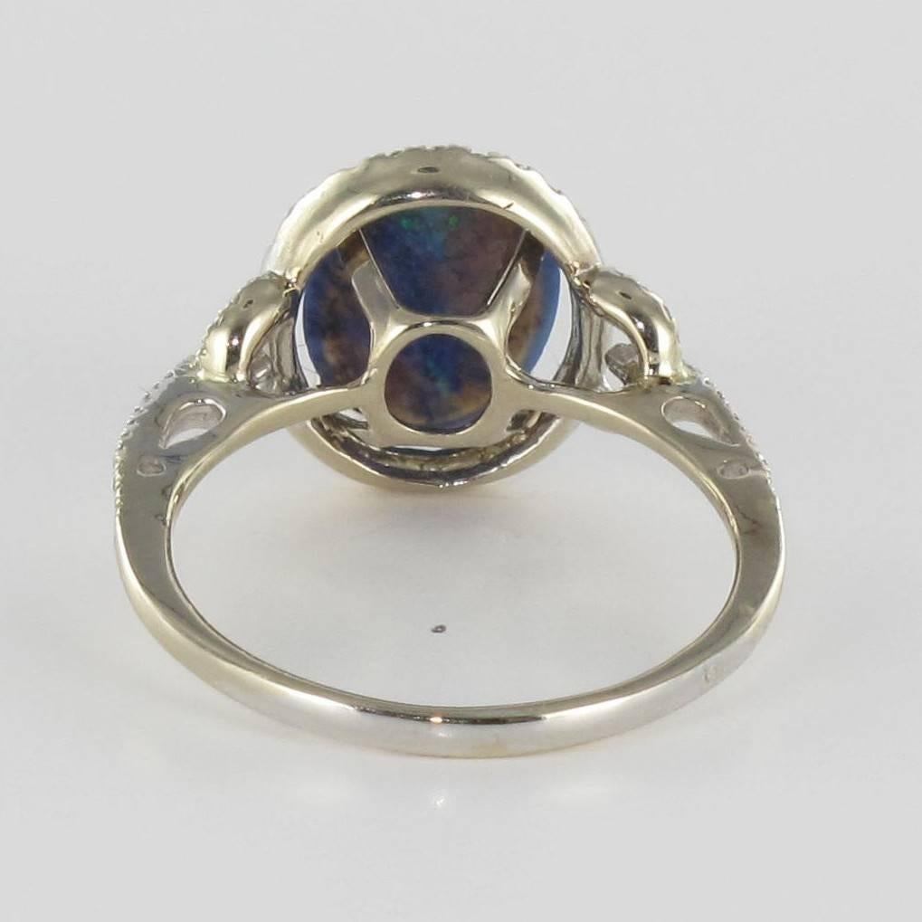 Modern Black Opal Diamond Gold Ring 2