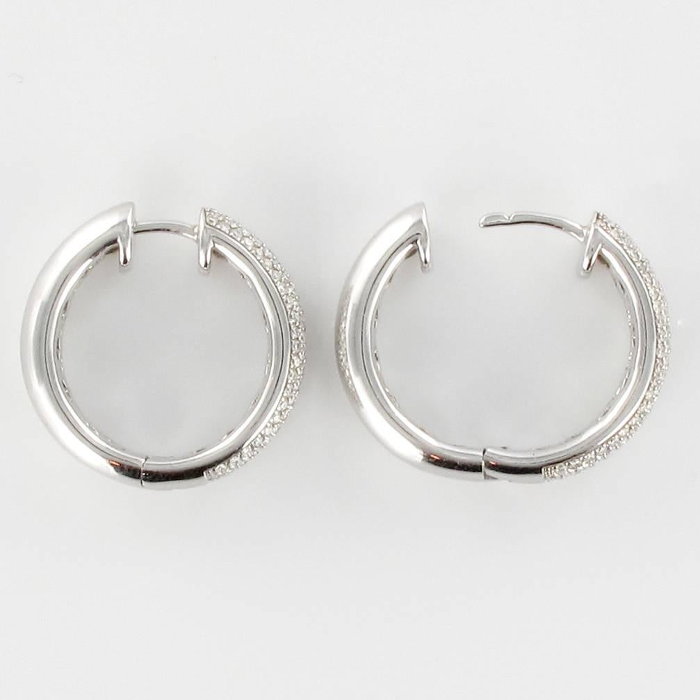 Contemporary New Diamond Gold Hoop Earrings For Sale