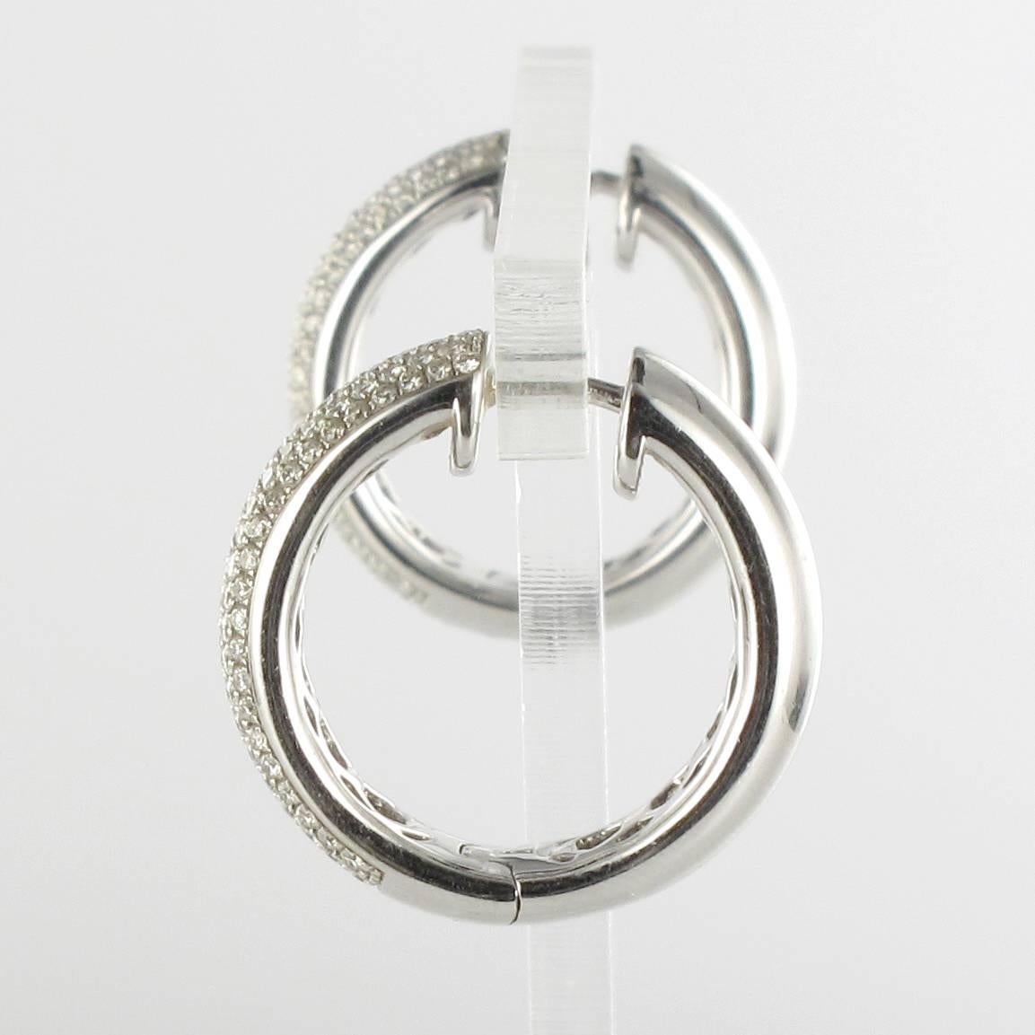 French Cut New Diamond Gold Hoop Earrings For Sale