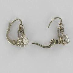 1930s French Diamond Gold Dangle Earrings