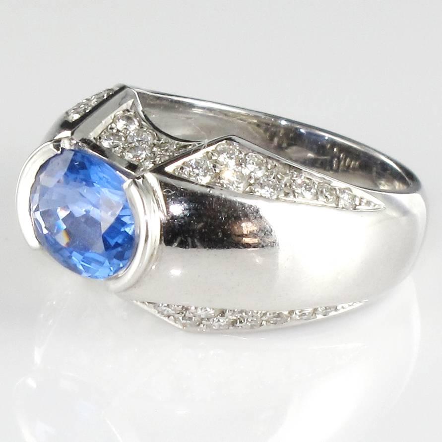 Modernist New Sapphire Diamond Gold Ring