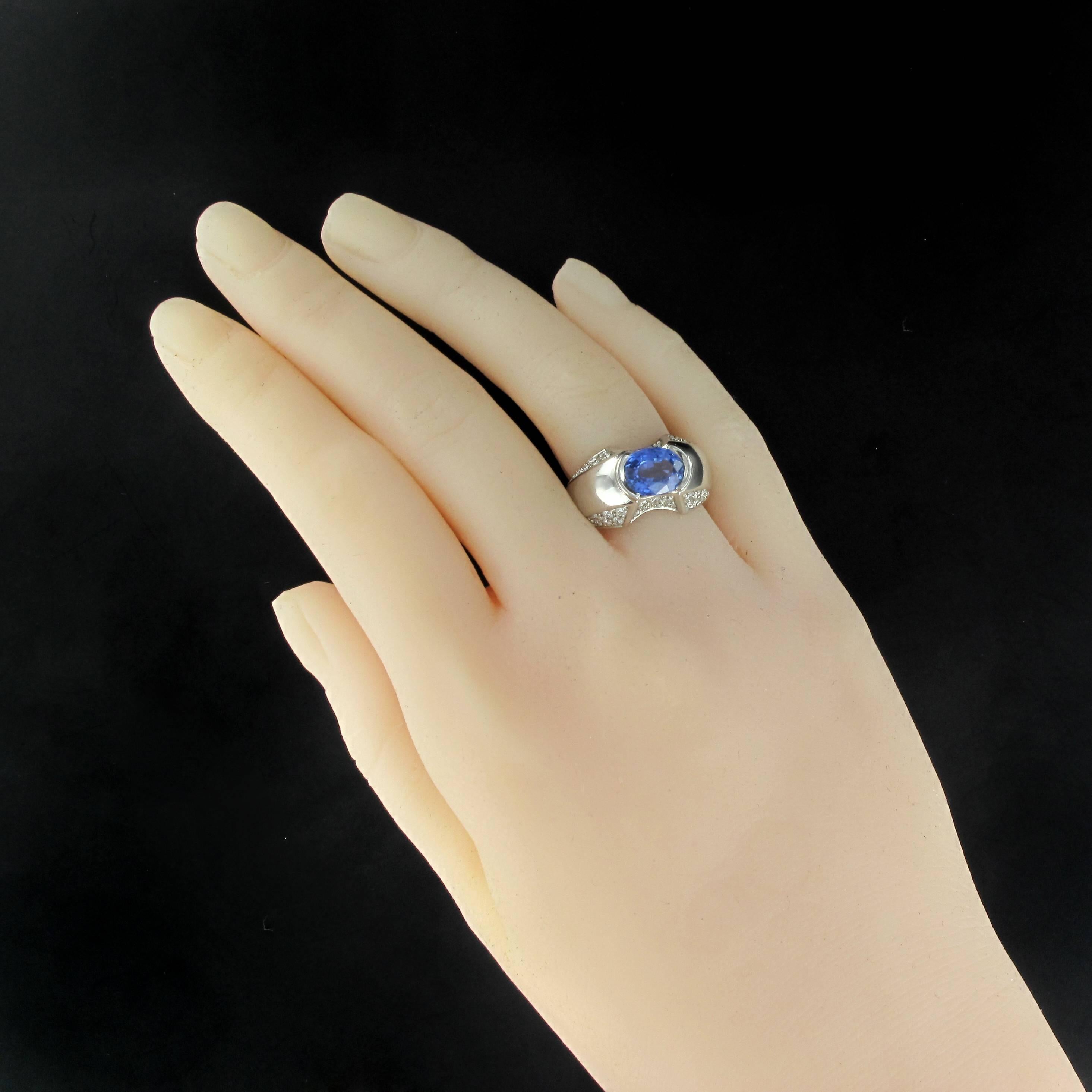 New Sapphire Diamond Gold Ring In New Condition In Poitiers, FR