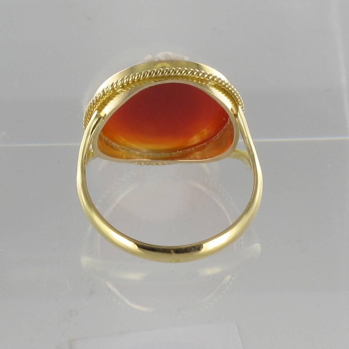 Women's French Antique Agate Cameo Gold Ring