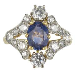 New Sapphire Diamond Gold Platinum Ring 2
