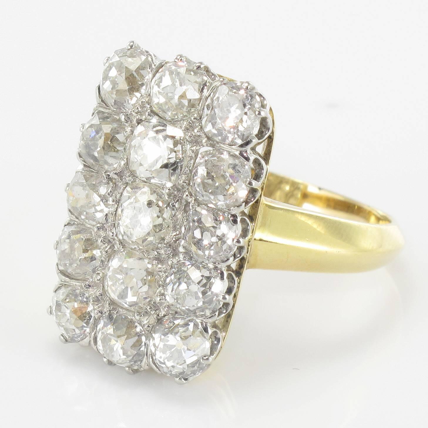 French Louis Philippe Antique Rectangular 5 Carat Diamond Ring  3