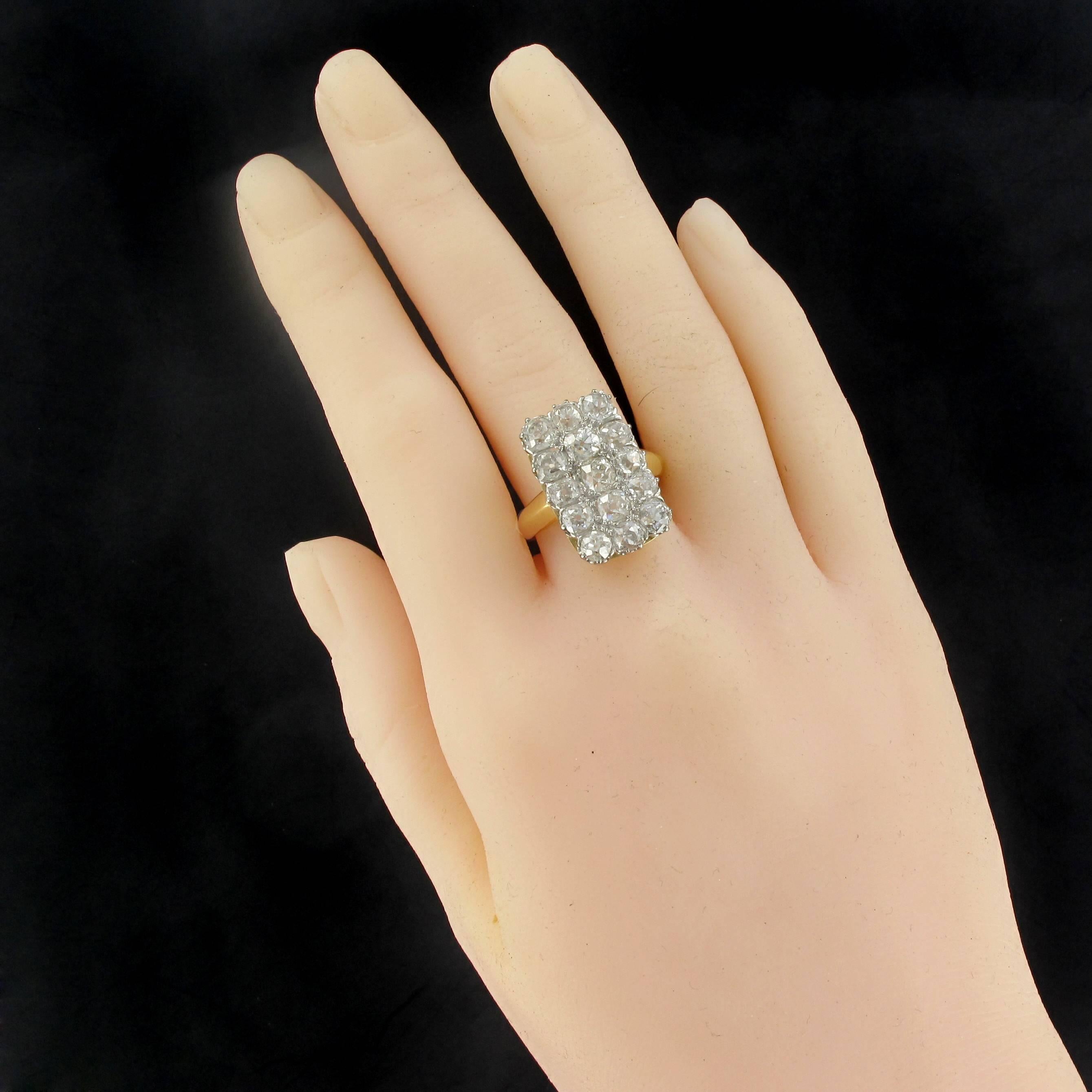 French Louis Philippe Antique Rectangular 5 Carat Diamond Ring  2
