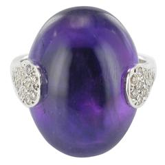 New Amethyst Cabochon and Diamond Ring 