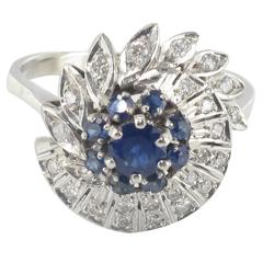 French Sapphire and Diamond Platinum Ring 7