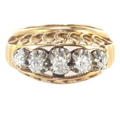 1950s Diamond Gold Platinum Dome Ring 10
